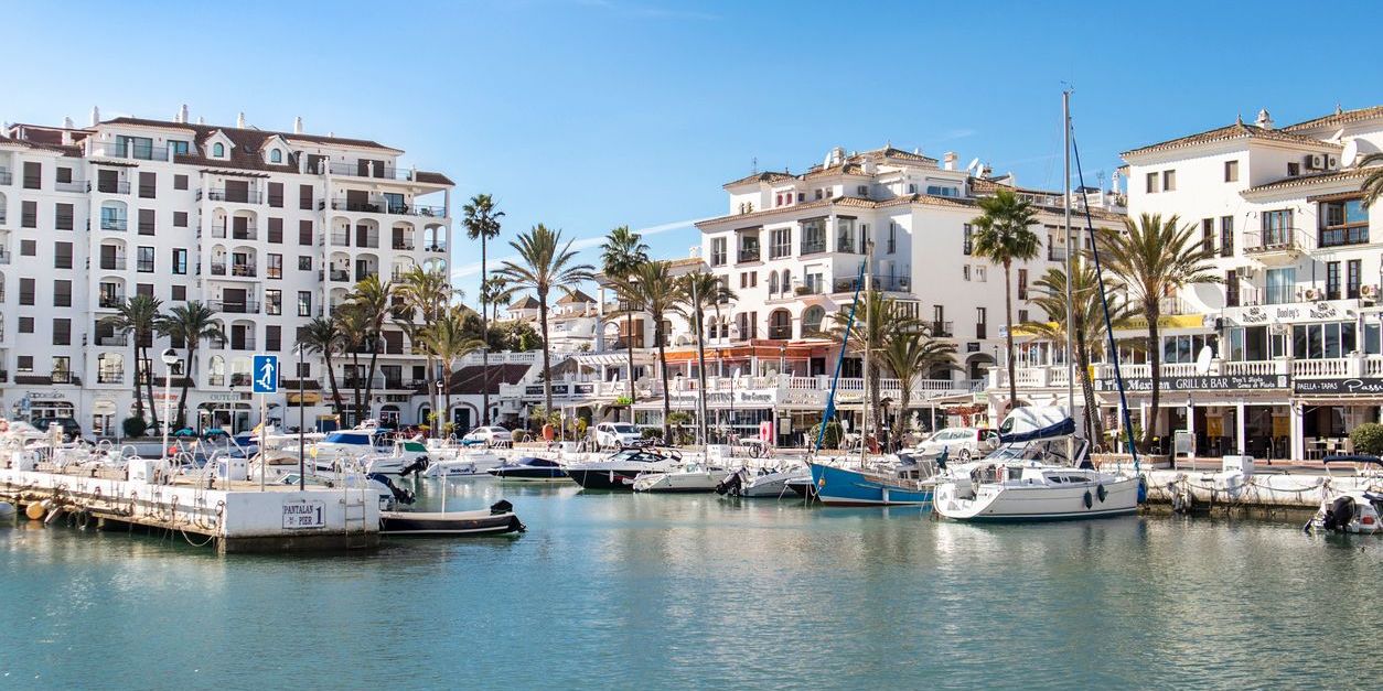 Beautiful panoramic view of "Puerto de la Duquesa" Yachts and boats docked - Manilva - SPAIN